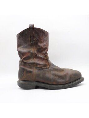 Red Wing Pecos 4470 Brown Leather Steel Toe Boots Men's Size 11 EE Pull On Shoes